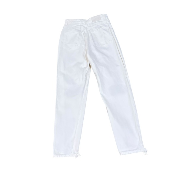 Zara off White Distressed Straight Leg Jeans torn knees raw hem size 6 - Picture 2 of 8